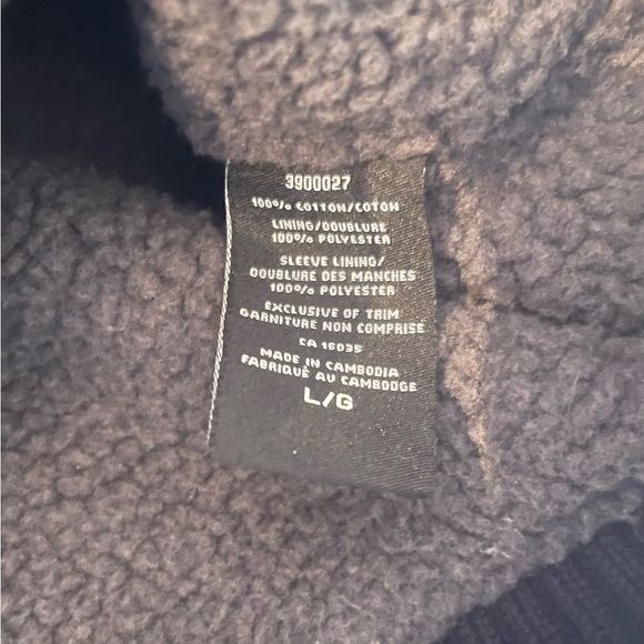 Emanuel Ungaro Sherpa Lined Zip Navy Blue Grey Aztec Pattern Sweater Size Large - Picture 9 of 15